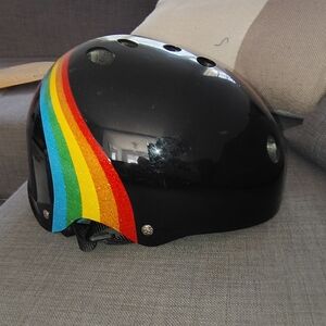 Black Helmet with Rainbow Stripe